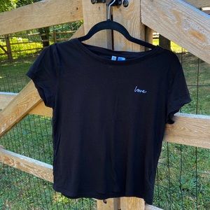 H&M “love” Black Tee